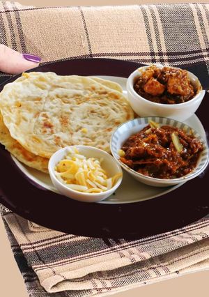 A picture of Cheesy Multi Layered Flat bread.