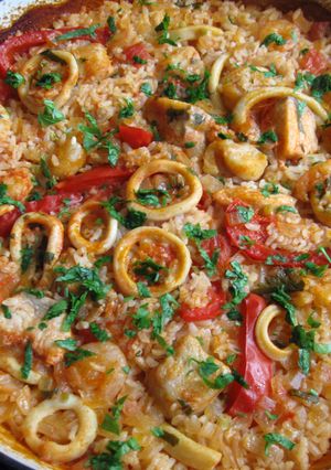 A picture of Seafood Baked Rice.