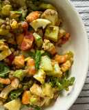 Ensalada de lentejas y gambas