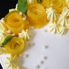 A picture of Mango moose cake.