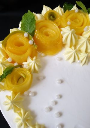 A picture of Mango moose cake.