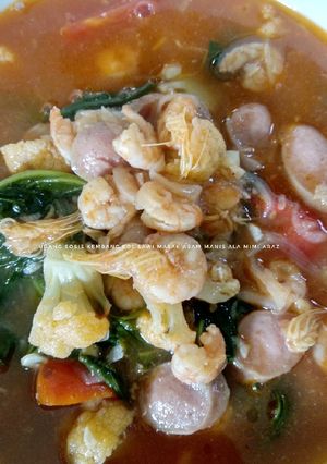 Foto resep Udang Sosis Kembang Kol Sawi Masak Asam Manis