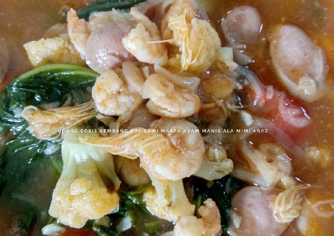 Udang Sosis Kembang Kol Sawi Masak Asam Manis