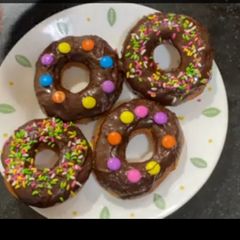 A picture of Chocolate donuts.