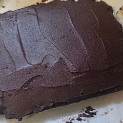 A picture of Keto Rich Chocolate Cake with Dark Chocolate Ganache.