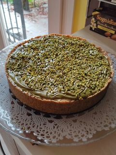 Foto di Cheesecake al pistacchio con crema di mascarpone