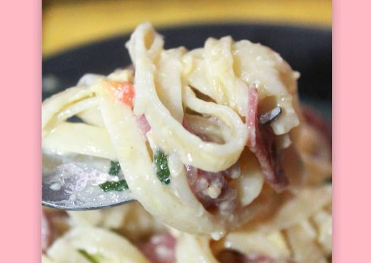 Resep Fettuccine carbonara, Bisa Manjain Lidah