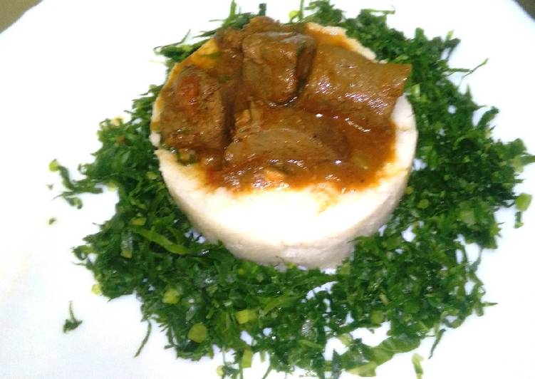 Fried liver with ugali