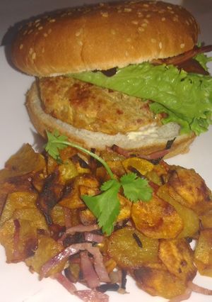 Foto de "Batata Doce com Bacon e Hambúrguer à Camponês"
