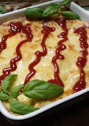 Zdjęcie przepisu Lasagne z indykiem i warzywami.