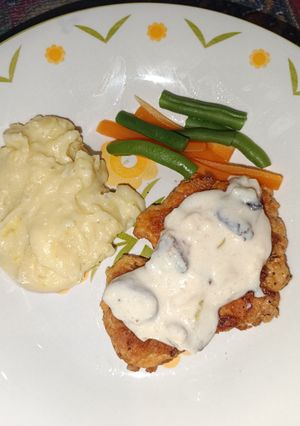 Foto resep Steak Daging Ayam 🐔 + Mashed Potato 🥔+ Cream Mushroom 🍄