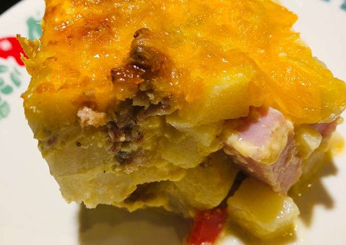Meat Lovers Potato O’Brian Breakfast Casserole π₯