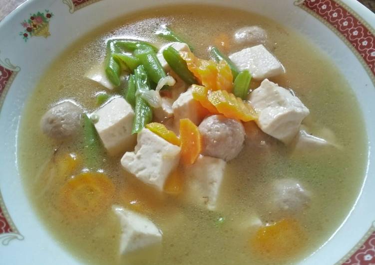 Sop bakso tahu wortel buncis sederhana