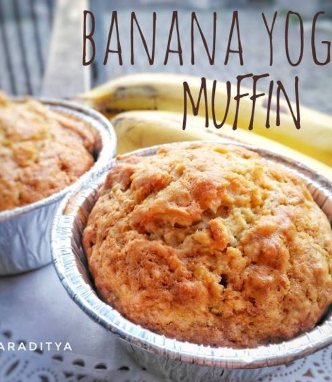 Foto resep Resep camilan banana yogurt muffin / muffin pisang