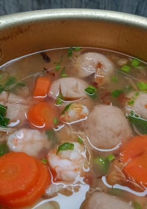 Foto resep SOP udang +baso simple (bahan tabur)