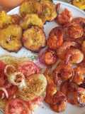 Camarones al Ají con tostones y ensalada,!¡*