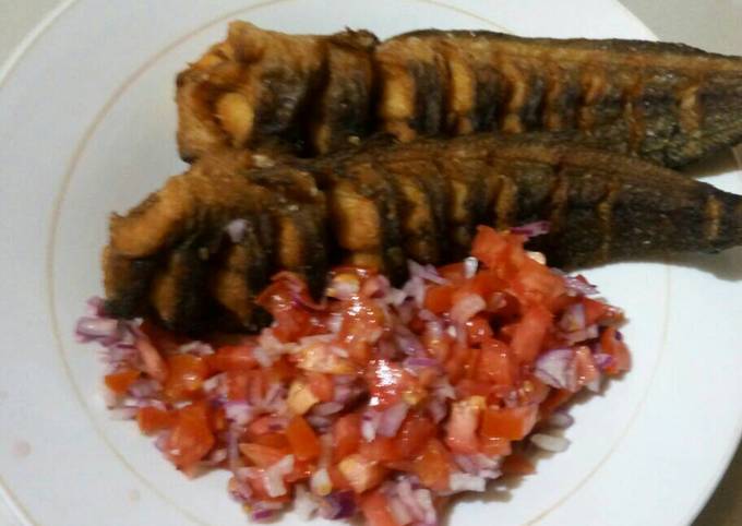 Fried Mudfish with Kachumbari