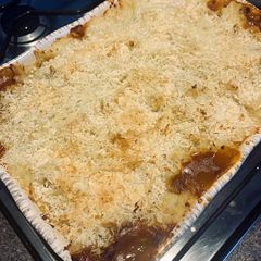 A picture of Veggie shepherd’s pie with celeriac topping.