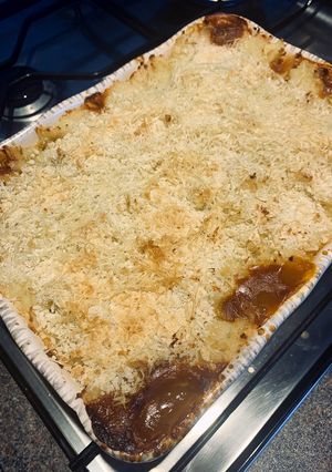 A picture of Veggie shepherd’s pie with celeriac topping.