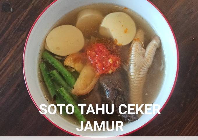 Langkah Mudah Membuat Resep Soto tahu ceker ayam campur jamur