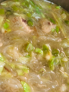 A picture of Chicken & Vegetable Vermicelli Soup - Sotanghon / Glass Noodle Soup.