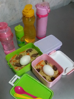 A picture of Noodles, Boiled eggs and Sausage.