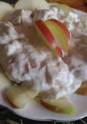 A picture of Apple caesar salad.