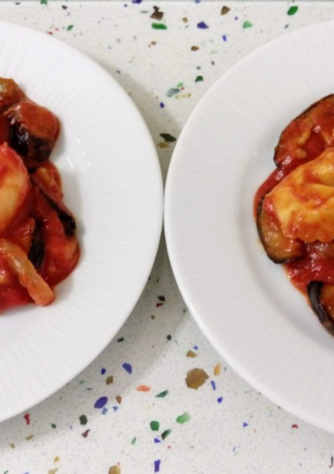 Una foto de Gnocchis y tortellinis con pisto, especial veganos y vegetarianos