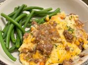 A picture of minced beef and onion pie