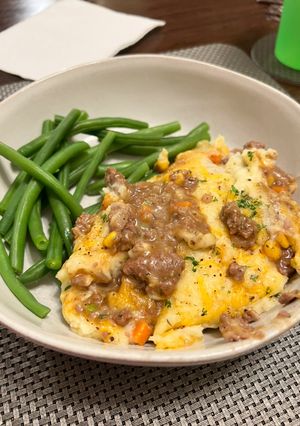 A picture of Cheesy Shepherd's Pie.