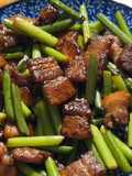 Stir-Fried Garlic Scapes with Pork Belly