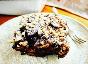 Foto di Banana bread pudding al doppio cioccolato