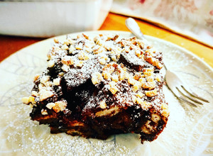 Foto di Banana bread pudding al doppio cioccolato