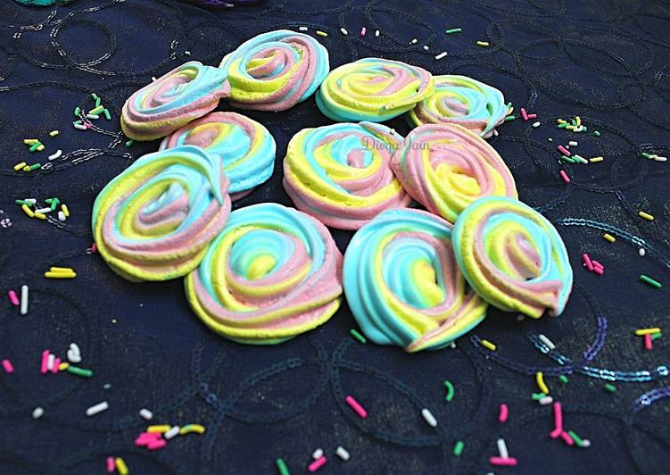 Recipe of Any-night-of-the-week Eggless/Vegan Meringue Rainbow Cookies