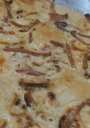 Una foto de Flammkuchen vegano