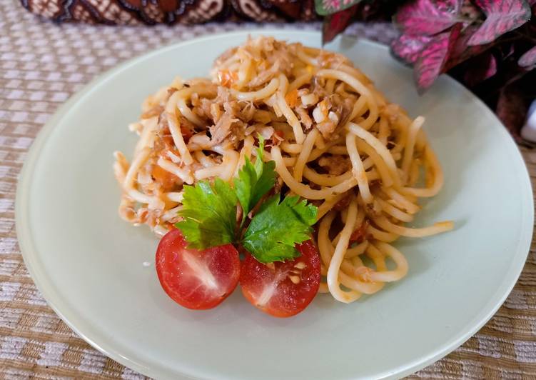 Resep Spagheti Tuna Pedas, Enak Banget