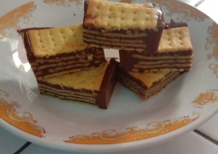 Resep Puding coklat mocca biskuit Anti Gagal