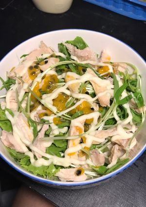 Hình của món Salad rau mầm chanh leo eatclean 🌿🌿.