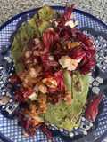 Nopal asado con requesón y flor de jamaica