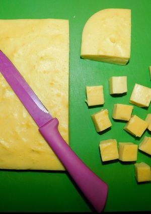 A picture of Vegan Burmese Shan Tofu (chickpea tofu).
