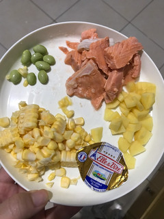 Foto resep Mpasi 6 M+ Ikan salmon kentang jagung edamame