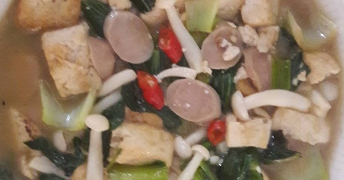 Resep Jamur Shimeji campur tahu sosis udang dan pokcoy oleh Ferry