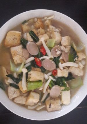 Foto resep Jamur Shimeji campur tahu sosis udang dan pokcoy