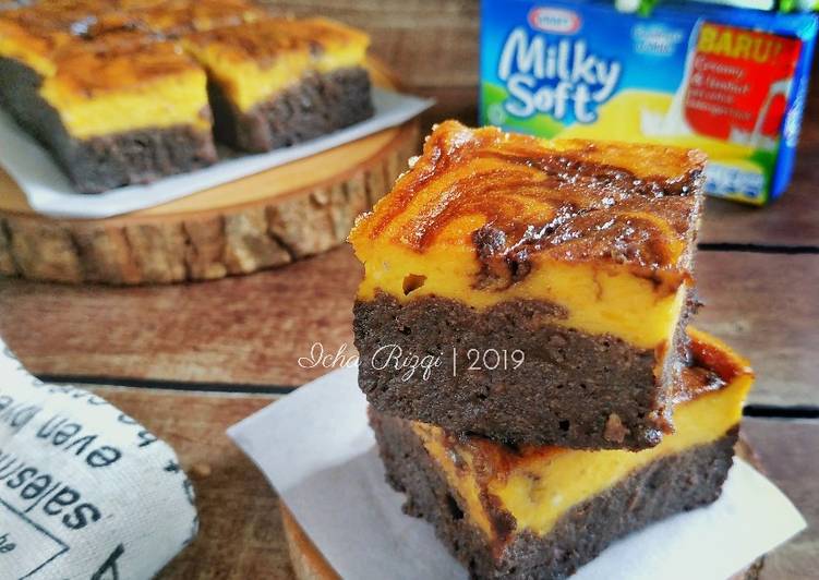 Tofu Brownies with Pumpkin Cheese Marble