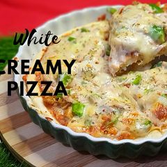A picture of White creamy Pizza | Bechamel Sauce.