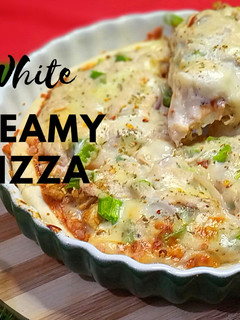 A picture of White creamy Pizza | Bechamel Sauce.