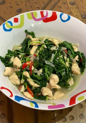 Foto resep 18. Ayam tumis bayam (diet)