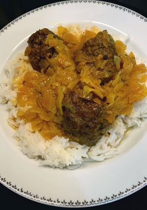Une photo de Kefta sauce aux oignons et riz au Cookéo