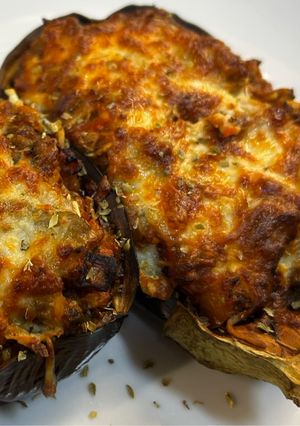 Una foto de Berenjena rellena de atún EN DOS AIRFRYER Cosori!!!