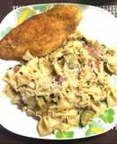 Farfalles Jardineros y Filete de Corvina